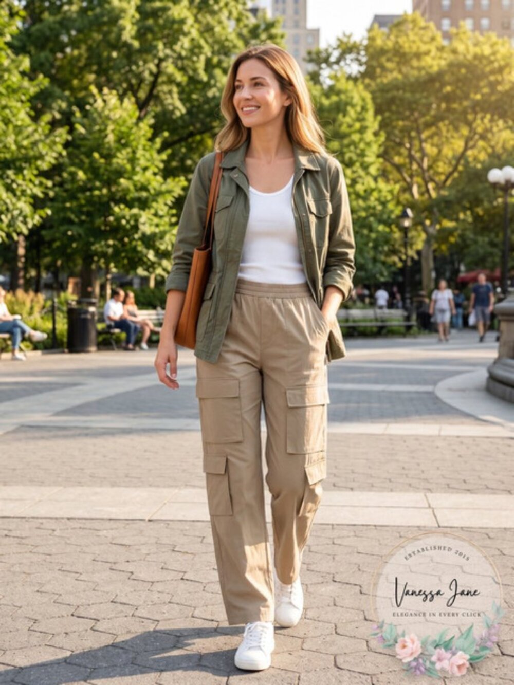Mono B Nylon Cargo Pants - L - Mocha